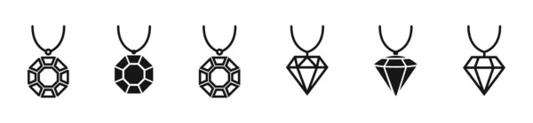 Set Diamond Vector Isolated Illustration Gemstones Icon Set Jewelery Symbol — Stok Vektör