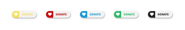 Donate Web Button Set Donation Sign White Background Vector Isolated — Vector de stock