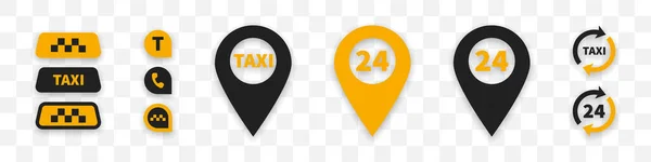 Taxi Service Icon Set Vector Isolated Illustration Taxi Symbol Collection — 图库矢量图片