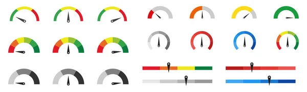 Big Speedometer Icons Set Vector Illustration Car Dashboards Collection Set — Stockvektor