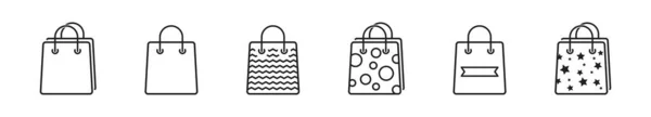 Shopping Bag Icon Set Vector Isolated Illustration Line Shop Bags — ストックベクタ