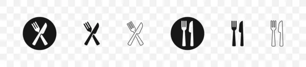Cuchillo Tenedor Silueta Cubiertos Ilustración Vectorial Aislada Logo Del Menú —  Fotos de Stock