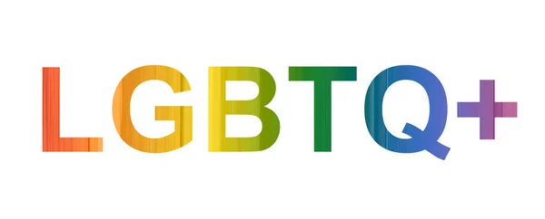 LGBTQ plus Akronym, buntes Textdesign isoliert auf weißem Hintergrund — Stockfoto