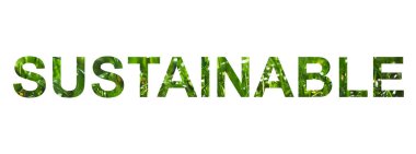 Arka planda sürdürülebilir sözcük izole edildi. Gren çimen metin tasarımı