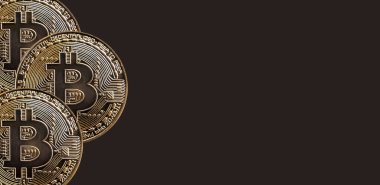 Arka planda şifreli paralar ve metin için fotokopi alanı. BTC şifreleme pankartı