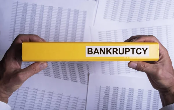 Bankruptcy concept. Word on folder. Business end — Fotografia de Stock