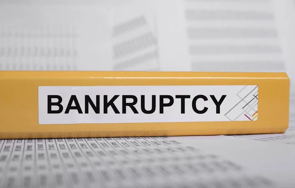 Bankruptcy concept. Word on folder. Business end — Fotografia de Stock