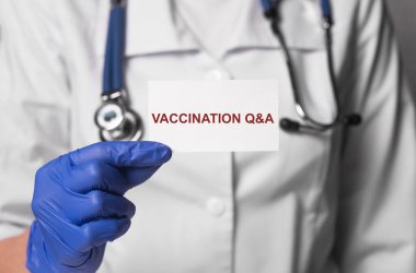 Vaccination QA concept. Word on medical paper