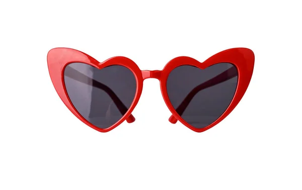 Szív piros szemüveg elszigetelt fehér háttérrel. Valentin-napi koncepció. — Stock Fotó