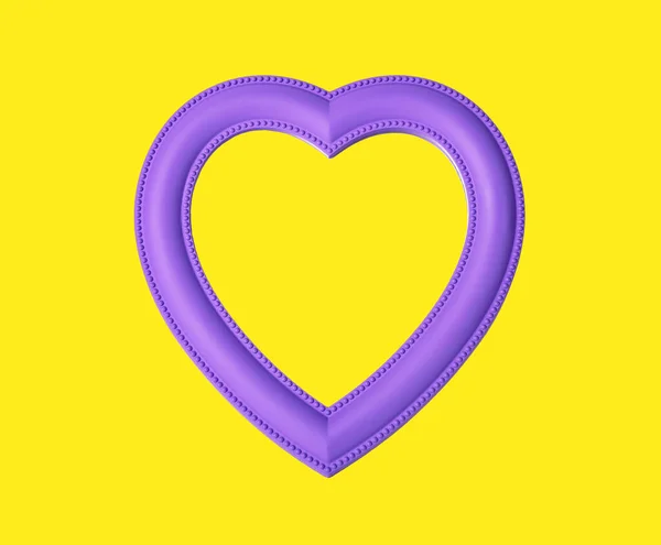 Corazón violeta sobre fondo amarillo. Concepto de San Valentín. Símbolo de amor —  Fotos de Stock