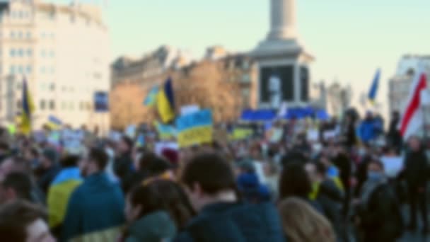 Londres Février 2022 Contexte Flou Manifestants Contre Guerre Ukraine — Video