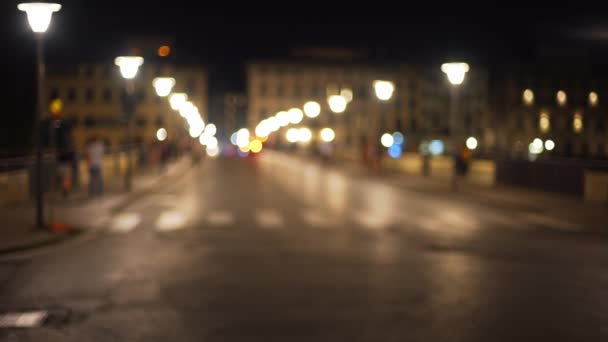 Bokeh Σκηνή Του Δρόμου Νυχτερινά Φώτα Και Άνθρωποι Πόδια Στο — Αρχείο Βίντεο