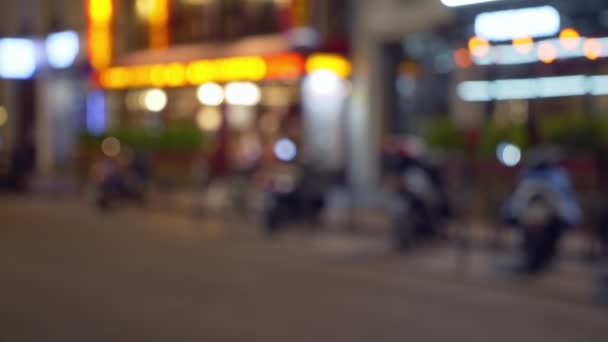 Розбита Фонова Тарілка Ресторанів Єлисейських Полях Парижі Нічна Сцена Мотоцикла — стокове відео