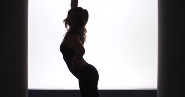 Silhouette Bella Donna Che Balla Rallentatore — Video Stock