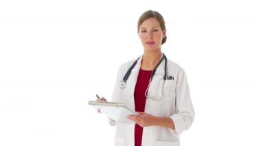 Pano ile kadın doktor portresi