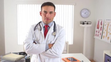 Kollarını kavuşturmuş Meksikalı doktor