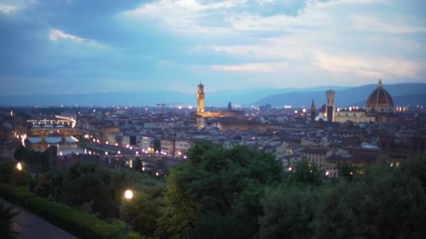 Abendblick Auf Die Dächer Von Florenz Mit Der Kathedrale Santa — Stockvideo
