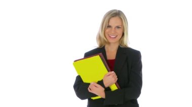 kameraya gülümseyen iş kadını