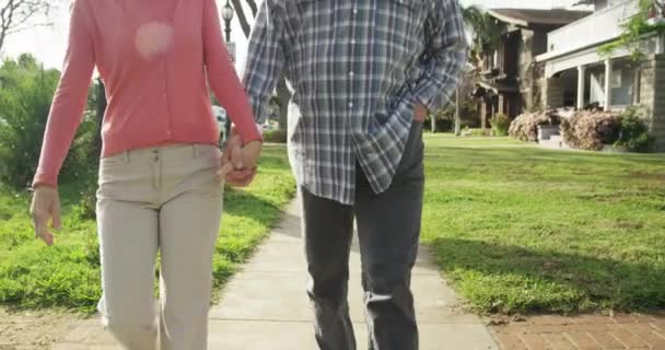 Mature Couple Walking Neighbordhood — Stock Video