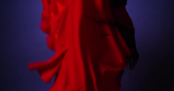 Flamenco Táncos Mozgó Szoknya Közelsége — Stock videók
