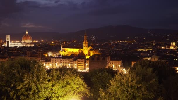 Schöne Nächtliche Szene Des Europäischen Stadtbildes Mit Lichtern Horizont Stadtansichten — Stockvideo