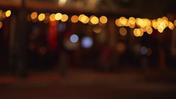 Placa Fundo Fora Foco Rua Cidade Com Luzes Bokeh Disparadas — Vídeo de Stock