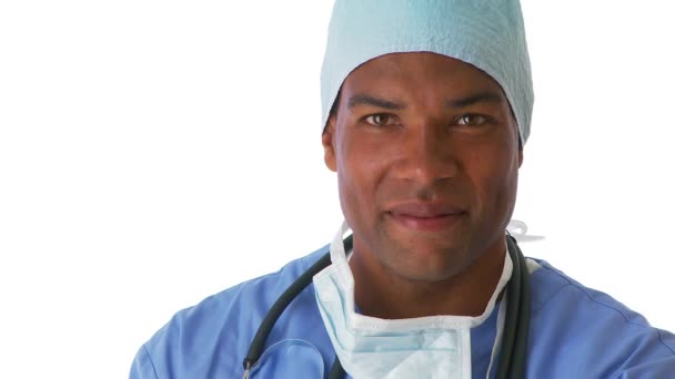 Κοντινό Πλάνο Του Άνδρα Χειρουργού — Αρχείο Βίντεο