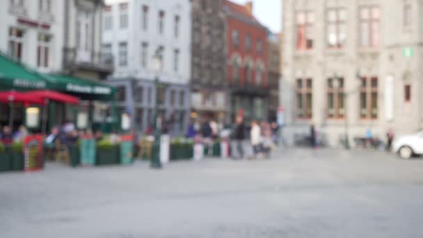 Out Focus Background Plate European Town Square Compositing Blurry Video — Stock Video