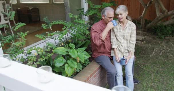 Senior Couple Sitting Yard — Stock Video