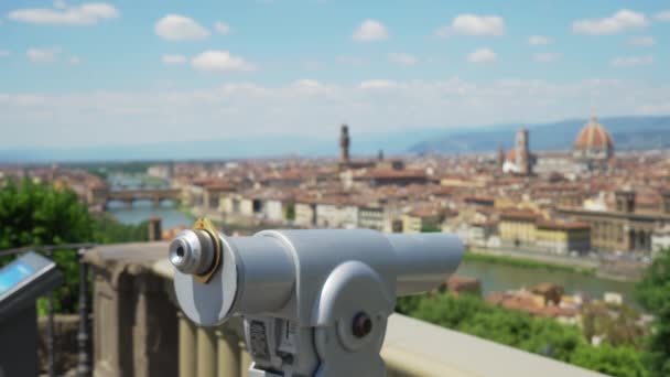 Turistický Výhled Střechy Florencie Přes Řeku Arno Jednotný Rozsah Prohlížení — Stock video