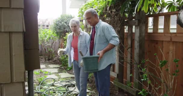 Senior Couple Planning Garden — Stock Video