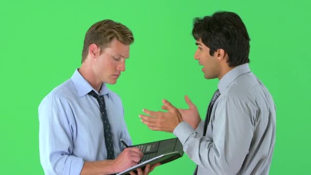 Businessmen Discussing Matter Hand Greenscreen — Stock Video