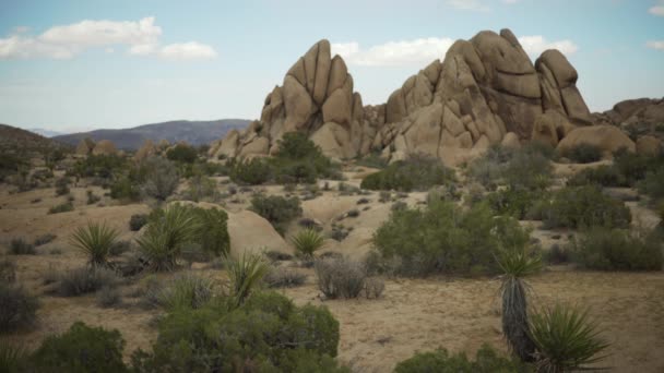 Uma Grande Mesa Rochosa Vale Deserto Com Céu Azul Ligeiramente — Vídeo de Stock