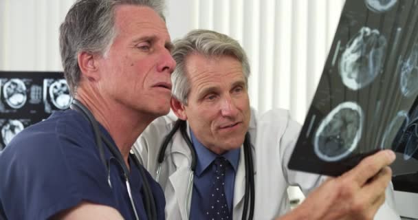 Dwóch Lekarzy Starszy Praca Biurze — Wideo stockowe