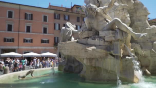 Navona Meydanı Nda Fontana Dei Quattro Fiumi Yönetiyor Roma Daki — Stok video