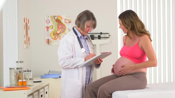 Mulher Grávida Conversando Com Médico — Vídeo de Stock