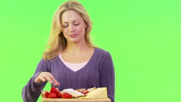 Woman Platter Food — Stock Video