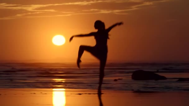 Ballet Plage Coucher Soleil Ralenti — Video