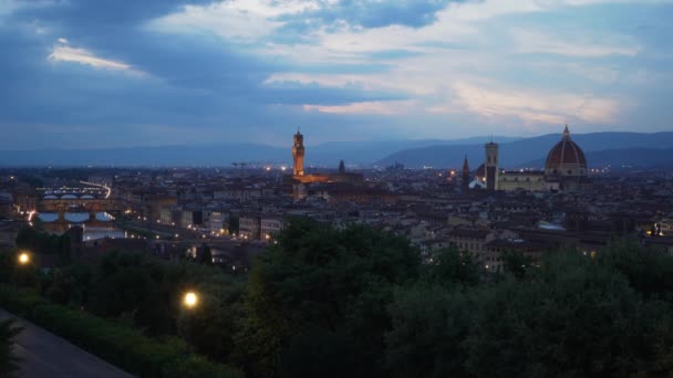 Abendblick Auf Die Dächer Von Florenz Mit Der Kathedrale Santa — Stockvideo