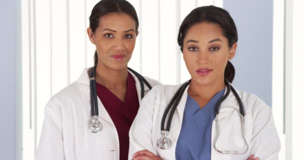 Hastanede Iki Kadın Tıp Uzmanları Portresi — Stok video