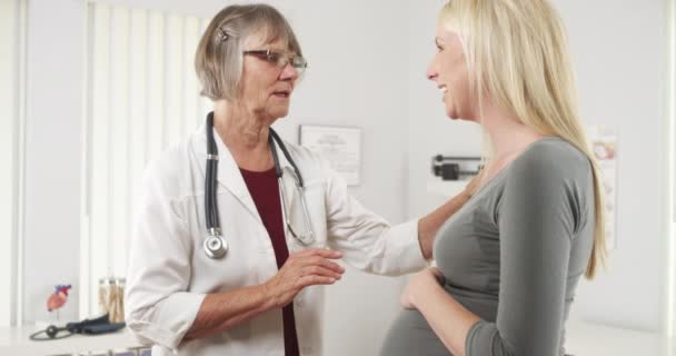 妊娠中の女性に助言する上級医師 — ストック動画