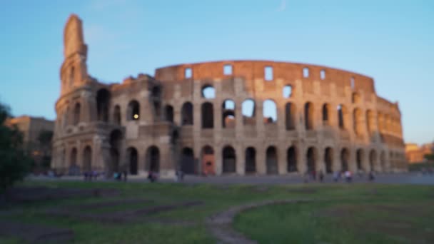 Full Fokus Syn Roman Colosseum Vid Solnedgången Rom Italien Bred — Stockvideo