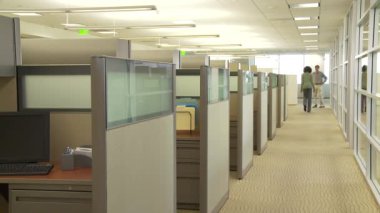 Genç iş arkadaşları ofis ortamında yürüyorlar