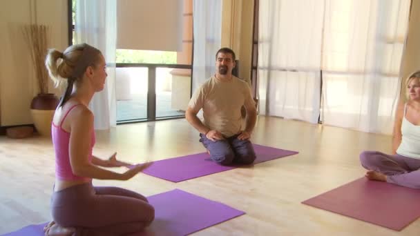 Persone Lezione Yoga — Video Stock