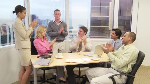 Üzletemberek Tapsolnak Zárják Ülést — Stock videók