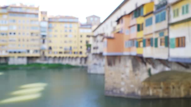Abstraktní Snímek Mostu Ponte Vecchio Florencii Itálii Rozostřené Zblízka Barevného — Stock video