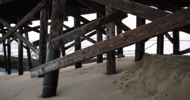 Фокусу Дерев Яний Пірс Поруч Каліфорнійським Пляжем Зеленого Екрану Або — стокове відео