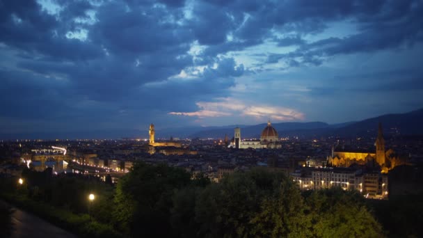 Schöne Ansicht Der Abendlichen Stadtlandschaft Von Florenz Italien Hintergrundplatte Der — Stockvideo
