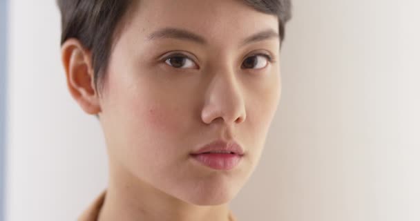 Närbild Vackra Asiatiska Kvinnans Ansikte — Stockvideo