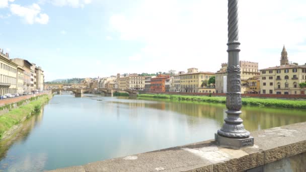Scenic View Arno River Florence Italy Background Plate Urban European — Stock Video